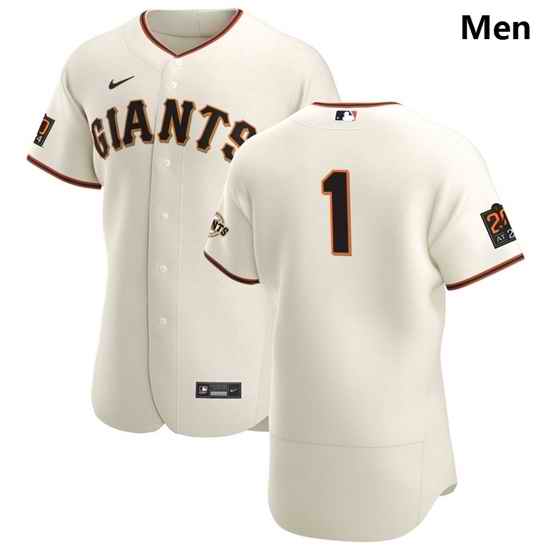 San Francisco Giants 1 Mauricio Dubon Men Nike Cream Home 2020 Authentic 20 at 24 Patch Player MLB Jersey